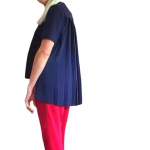 Ted Baker London Pleated High Low Career Top Sz 6 Navy